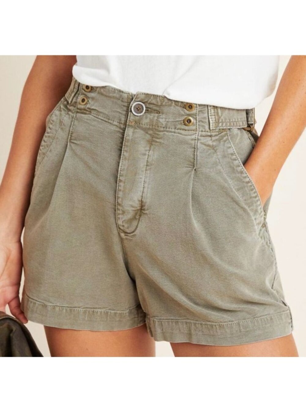 Anthropologie Liza Utility Shorts 26 Chino Preppy Boho Casual